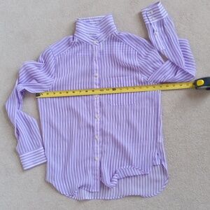Ptp19" Flowy Lilac And White Striped Women's Long sleeve Button down W/Pocket